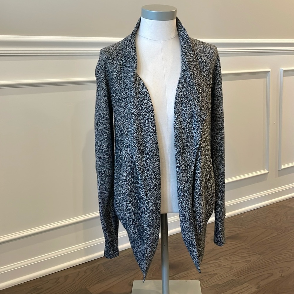 Lou and Grey Black and White Marled Open Cardigan - Size XS